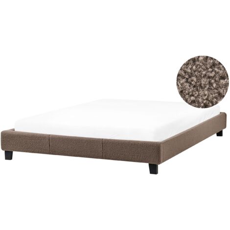 Bed without Headboard Boucle ROANNE 160 x 200 cm (EU King Size) Taupe
