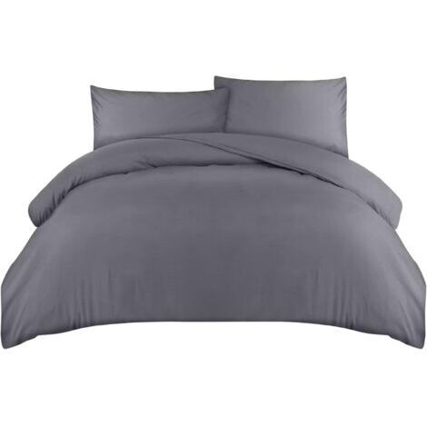 Bedding Housse de Couette 220x240 cm avec 2 Taies d'oreiller 50x75 cm (Gris) - Parure de lit 220 x 240 cm - Ensembles de Housses de Couette en Microfibre brossée Doucedengyank