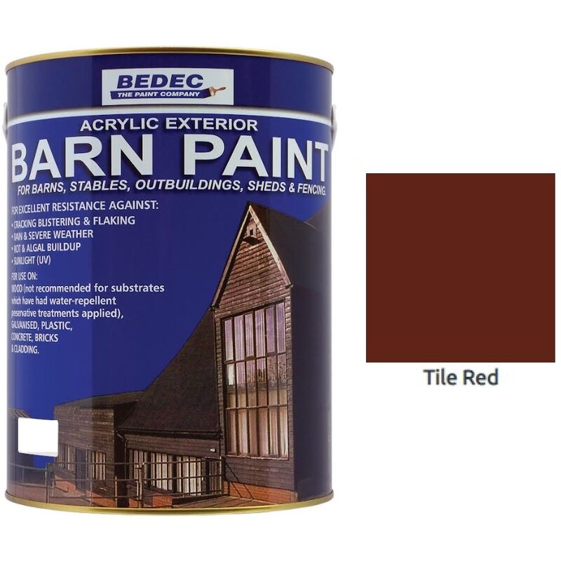 Bedec - Barn Paint - Semi-Gloss - Tile Red - 2.5L - Tile Red