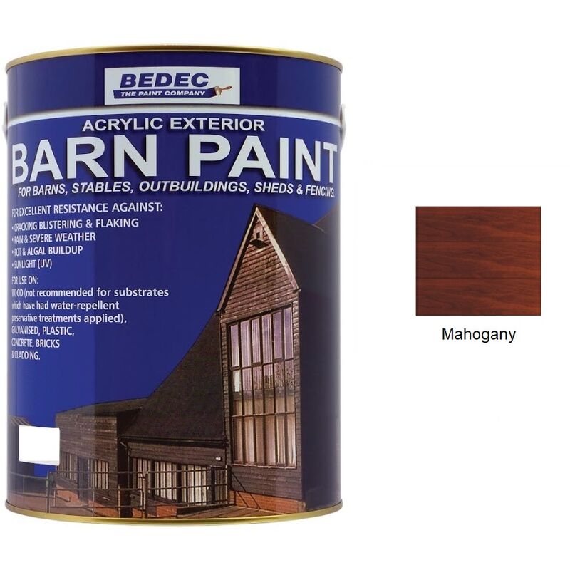 Barn Paint - Semi-Transparent Wood Stain - Mahogany - 2.5L - Mahogany - Bedec