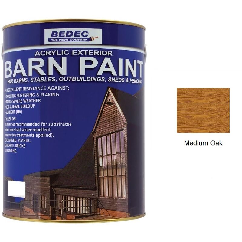 Bedec - Barn Paint - Semi-Transparent Wood Stain - Medium Oak - 2.5L - Medium Oak