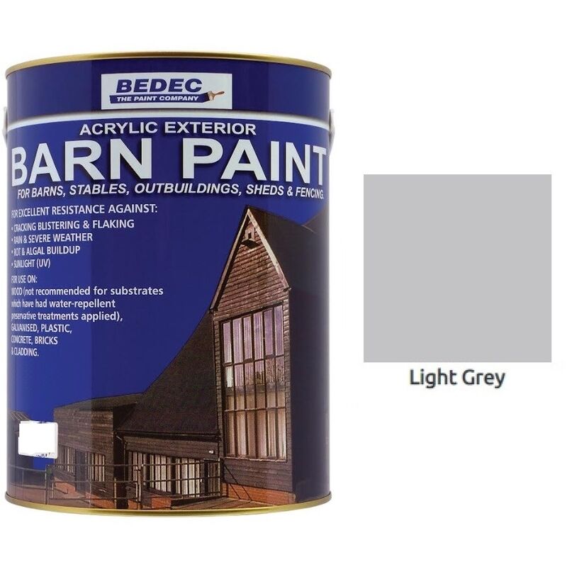 Bedec - Barn Paint - Semi-Gloss - Light Grey - 2.5L - Light Grey