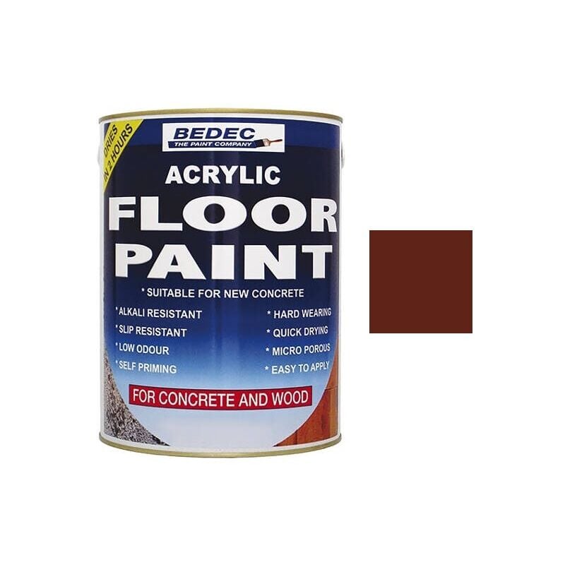 Acrylic Floor Paint - Tile Red - 2.5 Litre - Tile Red - Bedec