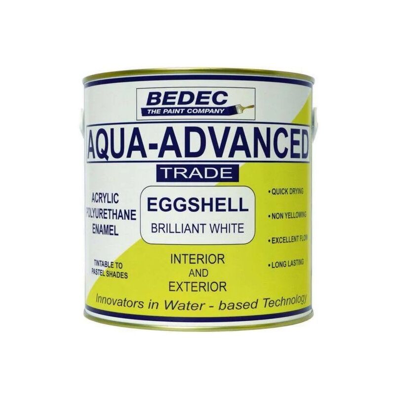 Aqua Advanced Paint Eggshell - Brilliant White - 2.5 Litre - Bedec