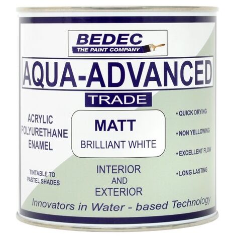Bedec Aqua Advanced Paint Matt - Brilliant White - 2.5 Litre