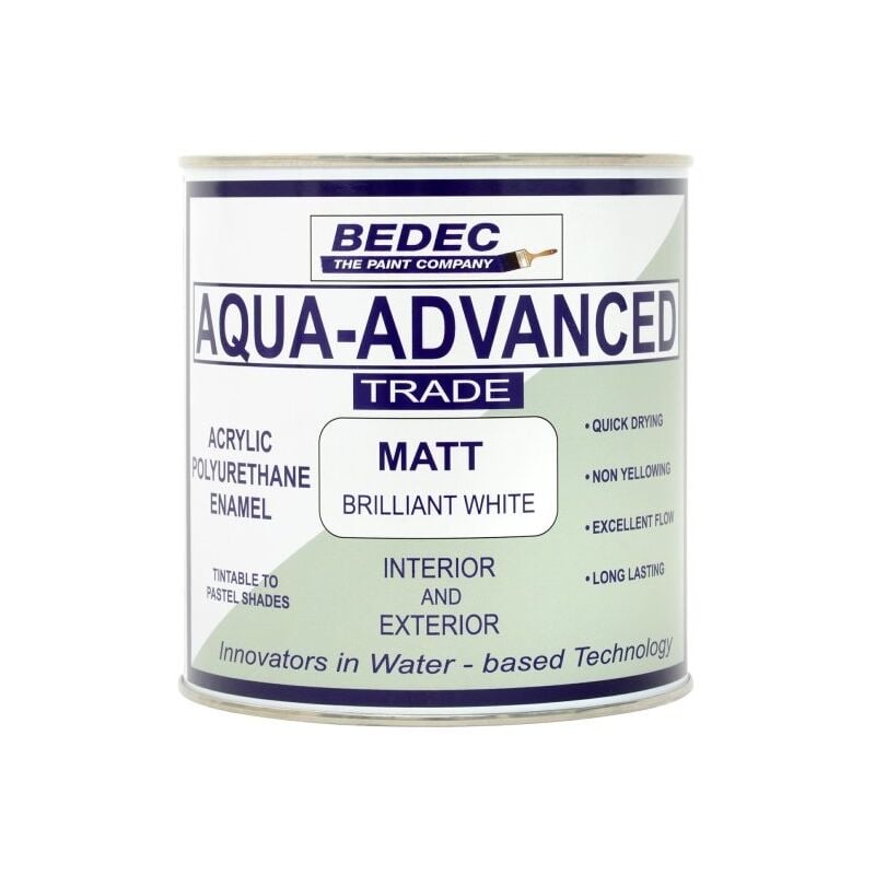 Bedec - Aqua Advanced Paint Matt - Brilliant White - 5 Litre - Brilliant White