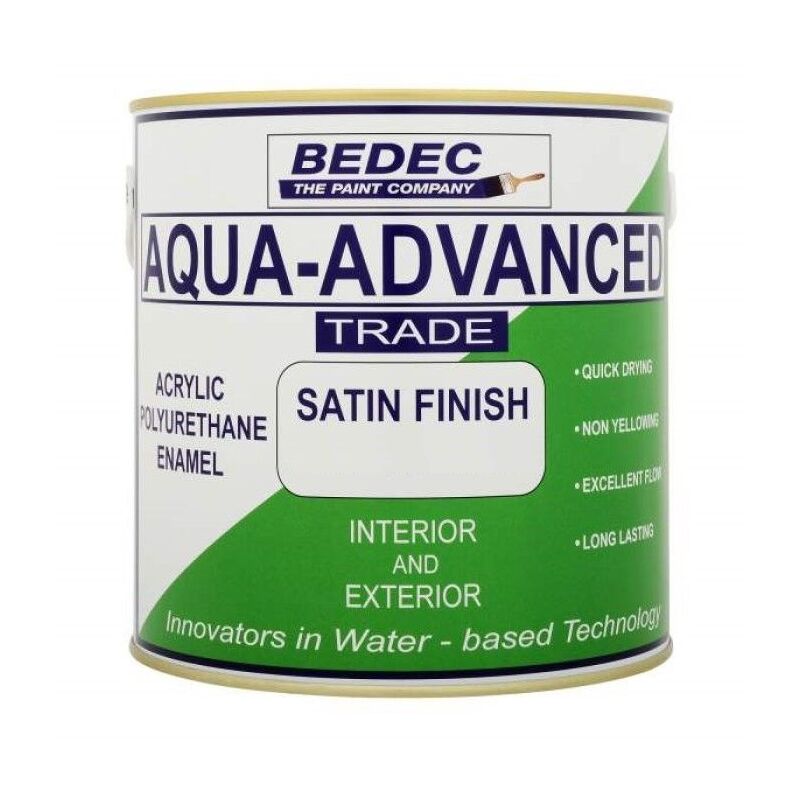 Aqua Advanced Paint Satin - Brilliant White - 2.5 Litre - Brilliant White - Bedec