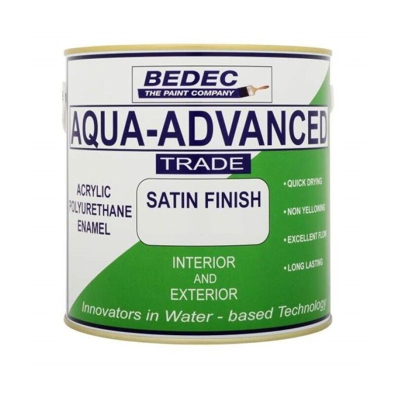 Aqua Advanced Paint Satin - Brilliant White - 1 Litre - Bedec