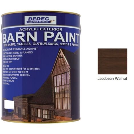 Bedec Barn Paint - Semi-Transparent Wood Stain - Jacobean Walnut - 5L