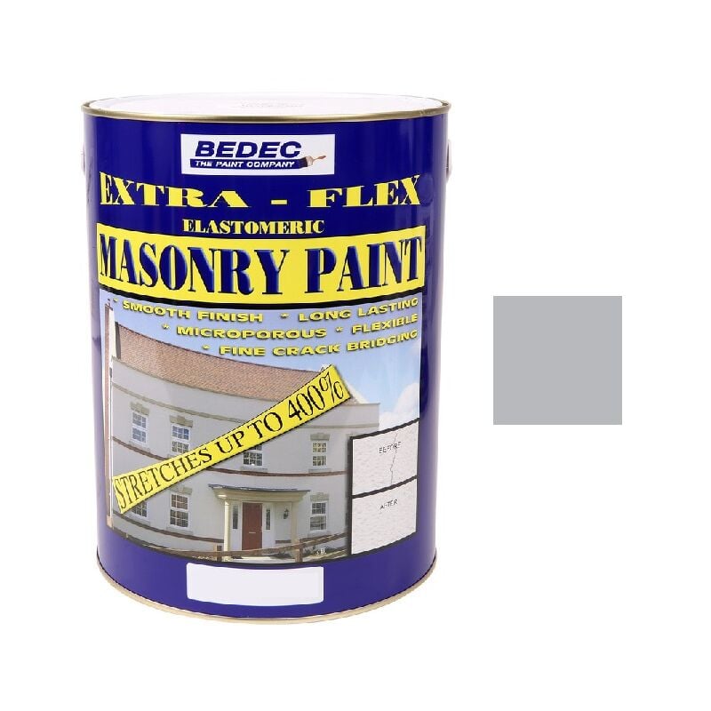 Extra Flex Masonry Paint - Light Grey - 5 Litre - Bedec