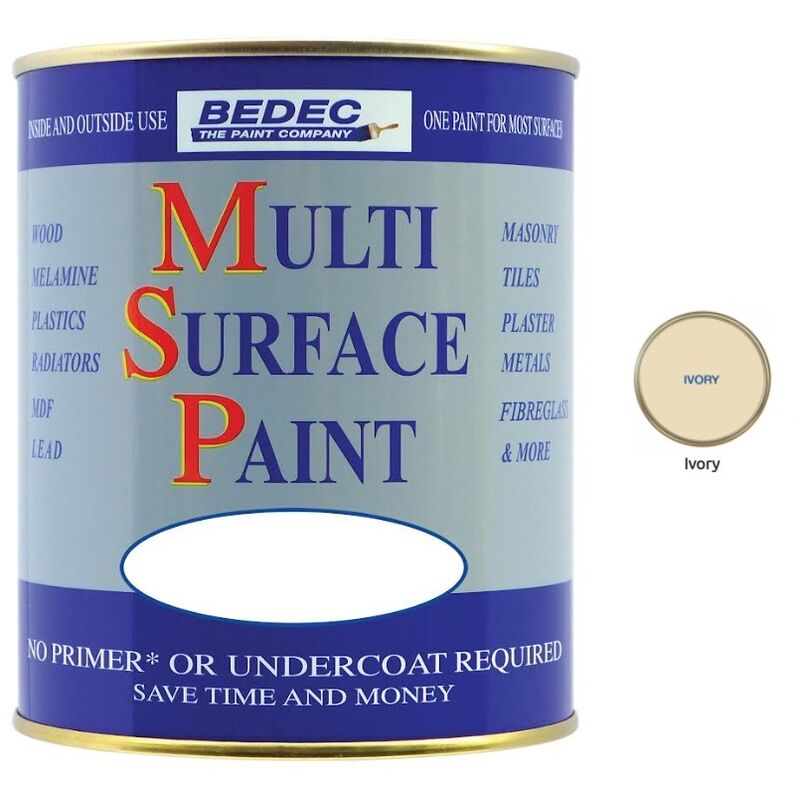 Multi Surface Paint - Gloss - Ivory - 750ml - Ivory - Bedec