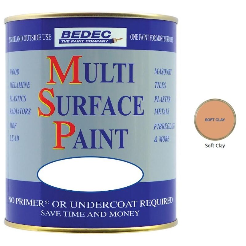 Multi Surface Paint - Gloss - Soft Clay - 750ml - Soft Clay - Bedec