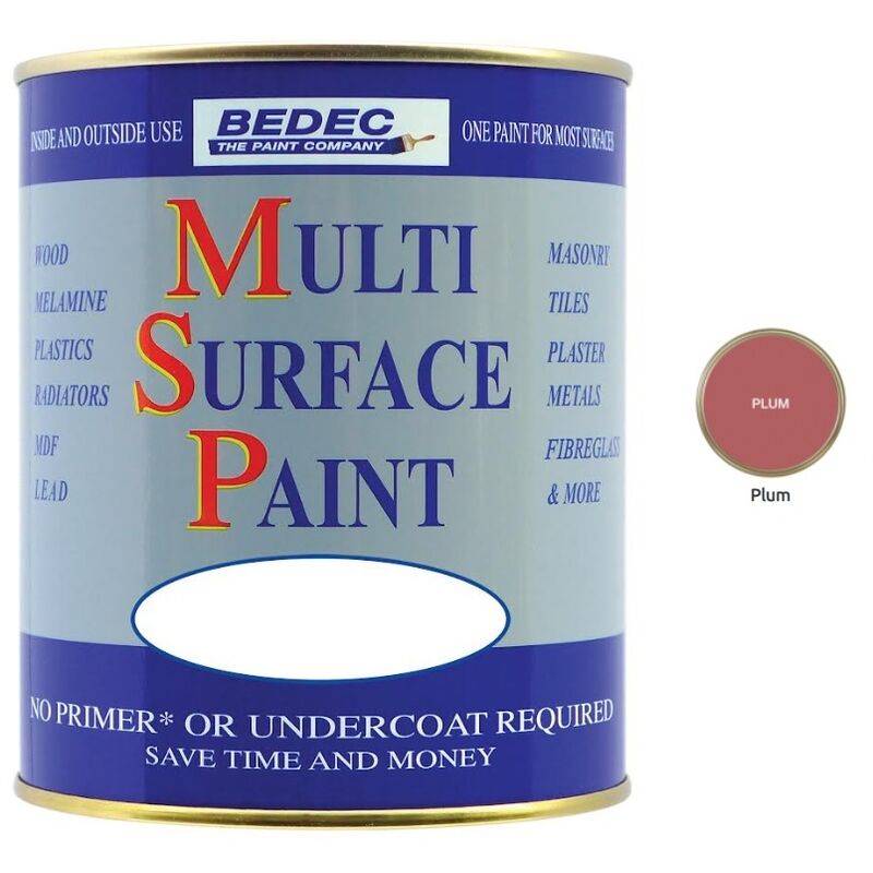 Multi Surface Paint - Gloss - Plum - 750ml - Plum - Bedec