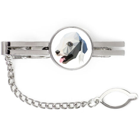 Bedlington Terrier, Rothbury Terrier - pince à cravate géométrique avec photo et inscription Art-Dog