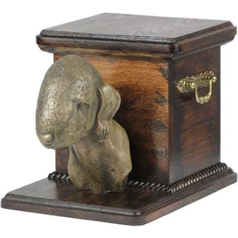 Bedlington Terrier, Rothbury Terrier - urna per ceneri di cane con statuetta, urna elegante per cane, urna unica con busto di cane di Art-Dog