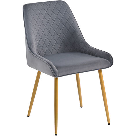 main image of "Bedroom Chair,with Golden Legs Grey Velvet with Backrest & Steel Legs Chair1£¨1pc/grey velvet/golden legs£©"