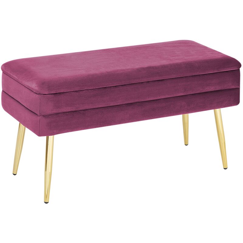 Beliani Storage Bench Durham Velvet Burgundy