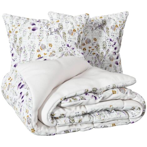 Bedruckte Bettwäsche Floral 240x220cm weiß - Atmosphera créateur d'intérieur