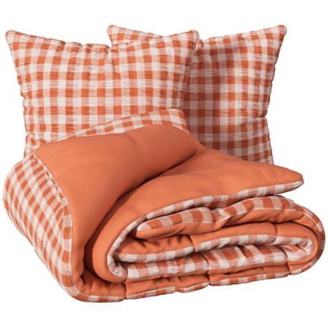 Bedruckte Bettwäsche Vichy 240x220cm terracotta - Atmosphera créateur d'intérieur