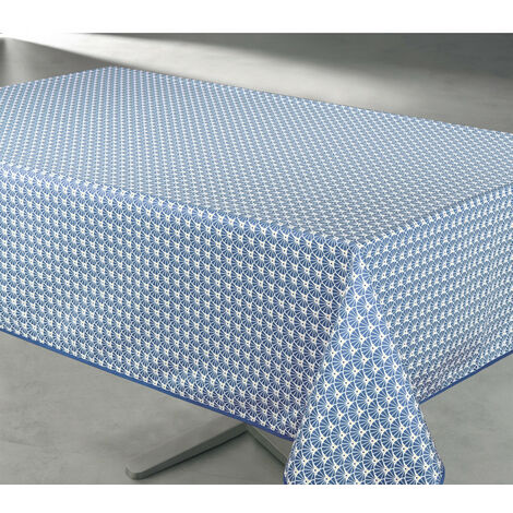 Bedruckte fleckabweisende Tischdecke manon rechteckig 145 x 240 cm - blau