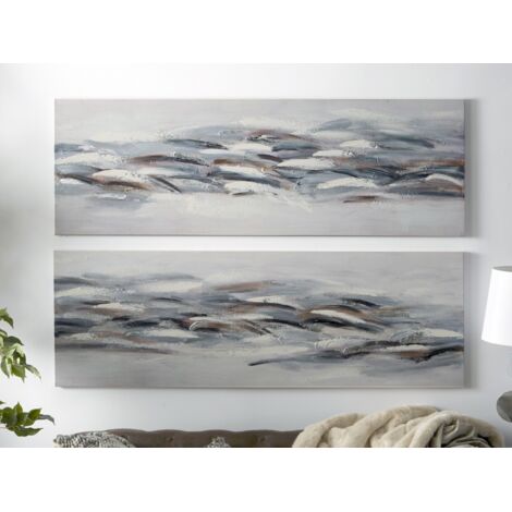 Bedruckte Leinwand, abstrakter Fisch, 50 % Öl, 150 x 50 cm, 2er-Set, 150 x 3 x 50 cm
