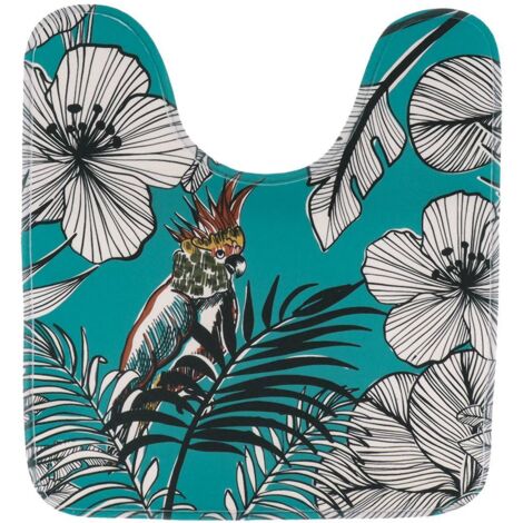 Bedruckte mikrofaser-wc-konturmatte 45x50 cm - jungle fever blau - Tendance