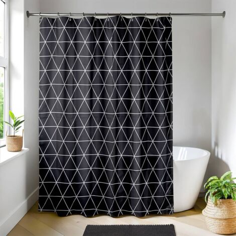 Bedruckter polyester-duschvorhang 180x200 cm 12 ringe pp weiss - osaka - Tendance