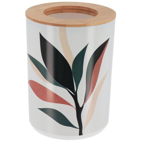 Bedruckter pp abfalleimer mit bambusdeckel 5l - bukolisch - Tendance