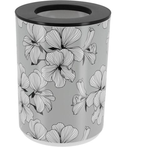 Bedruckter pp abfalleimer mit deckel 5l - ecrin grau - Tendance