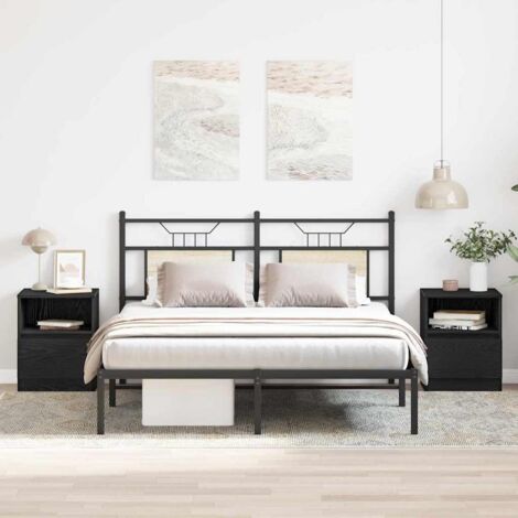 Bedside Cabinet 2 pcs Black oak 40 x 40 x 50 cm Engineered wood vidaXL