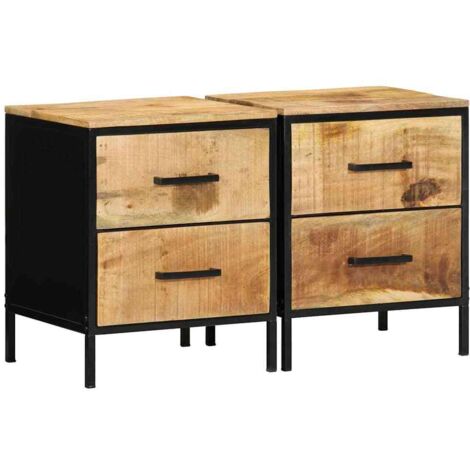 Bedside Cabinet 2 pcs Brown and black 40 x 35 x 50 cm vidaXL