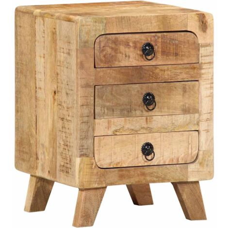 Bedside Cabinet 37x32x50 cm Solid Wood Rough Mango vidaXL