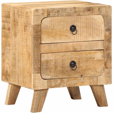 Bedside Cabinet 40x32x46 cm Solid Wood Rough Mango vidaXL
