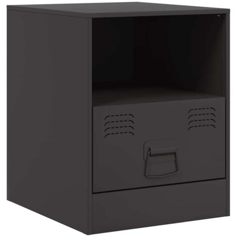 Bedside Cabinet Black 34.5x39x44 cm Steel vidaXL