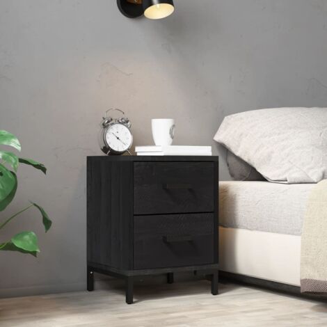 Bedside Cabinet Black 36x30x45 cm Solid Pinewood vidaXL