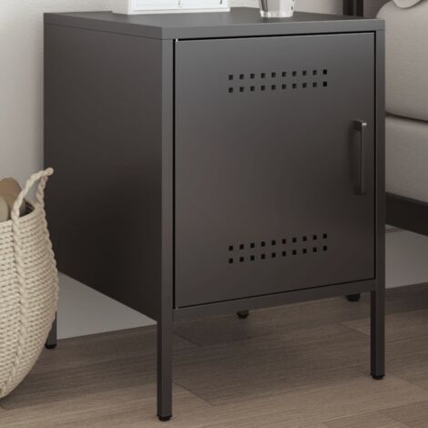 Bedside Cabinet Black 36x39x50.5 cm Steel vidaXL