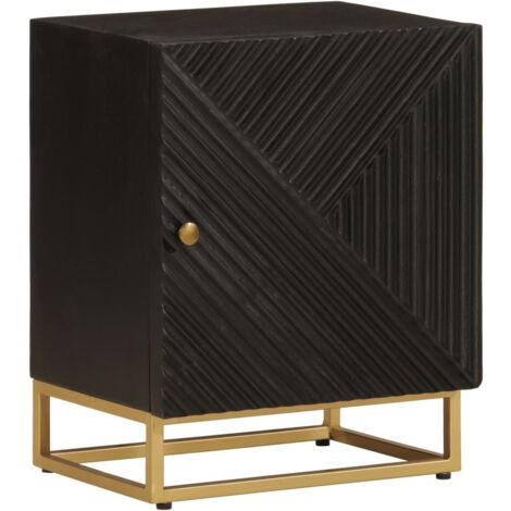 Bedside Cabinet Black 40x30x50 cm Solid Wood Mango and Iron vidaXL