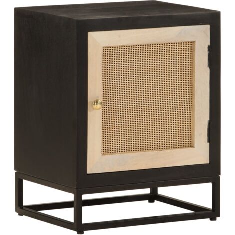 Bedside Cabinet Black 40x30x50 cm Solid Wood Mango and Iron vidaXL