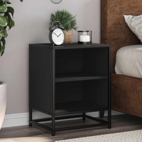 Bedside Cabinet Black 40x31x50 cm Engineered Wood and Metal vidaXL