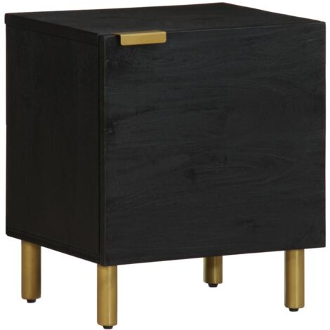 Bedside Cabinet Black 40x33x46 cm Solid Wood Mango vidaXL