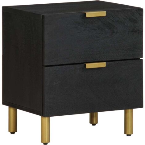 Bedside Cabinet Black 40x33x46 cm Solid Wood Mango vidaXL