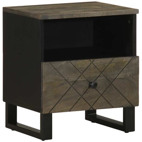 Bedside Cabinet Black 40x33x46 cm Solid Wood Mango vidaXL