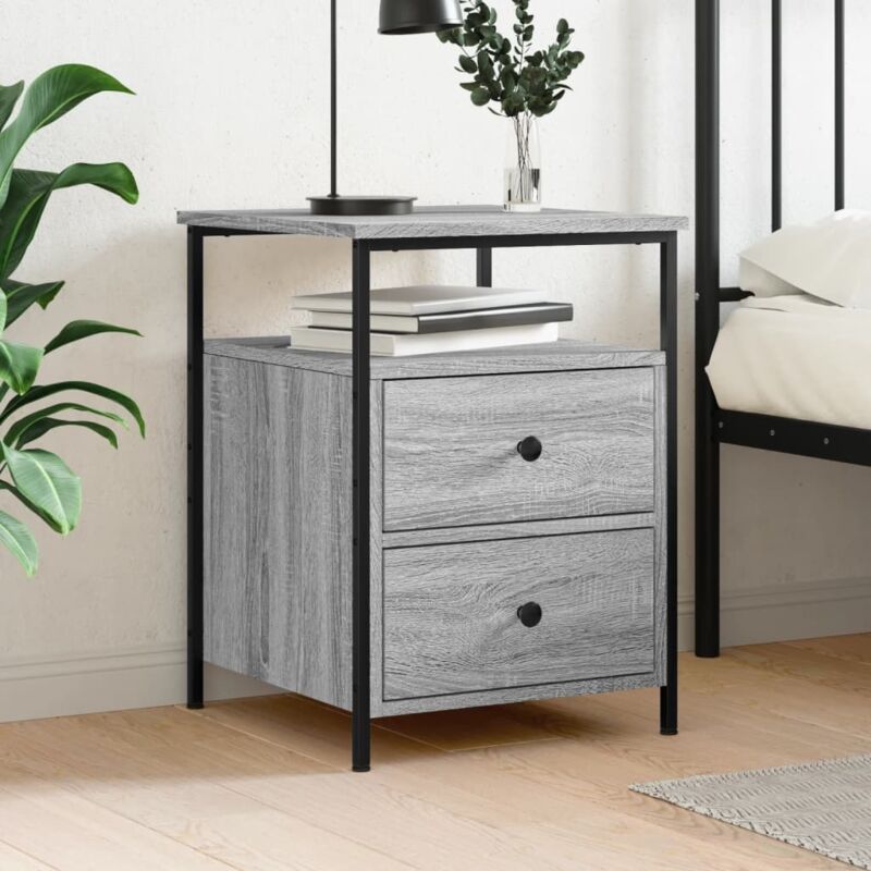 Bedside Cabinet Grey Sonoma 44x45x60 Cm Engineered Wood Vidaxl