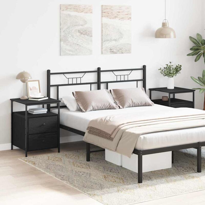 Bedside Cabinet With Drawer Black Oak 44 X 45 X 60 Cm Vidaxl