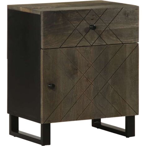 Bedside Cabinet Black 50x33x60 cm Solid Wood Mango vidaXL
