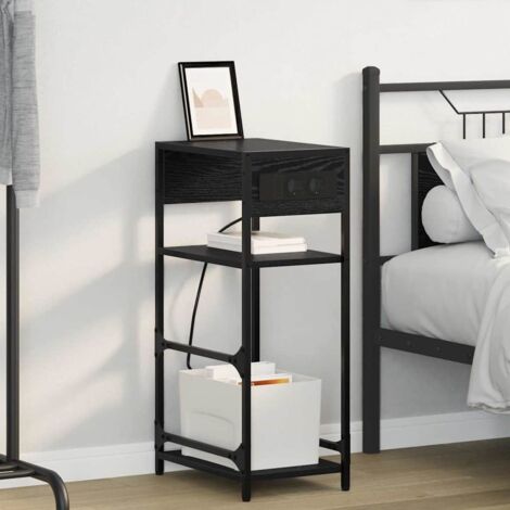 Bedside Cabinet Black oak 40 x 27 x 76 cm Engineered wood vidaXL
