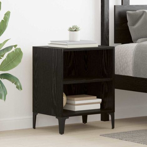 Bedside Cabinet Black oak 40 x 30 x 50 cm Engineered wood vidaXL