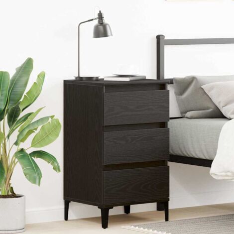 Bedside Cabinet Black Oak 40 x 35 x 70 cm Engineered wood vidaXL