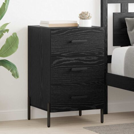 Bedside Cabinet Black Oak 40 x 40 x 66 cm Engineered Wood vidaXL