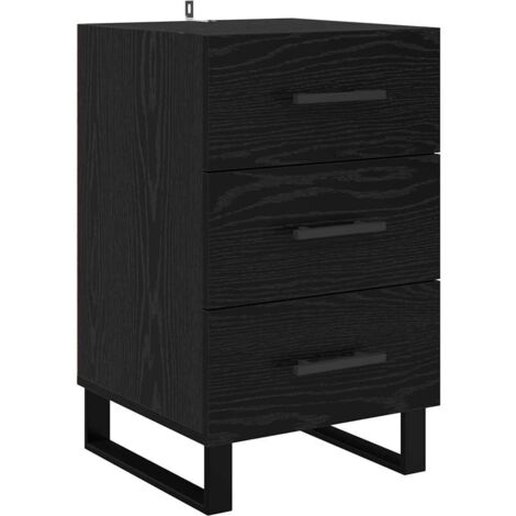 Bedside Cabinet Black Oak 40 x 40 x 66 cm Engineered Wood vidaXL